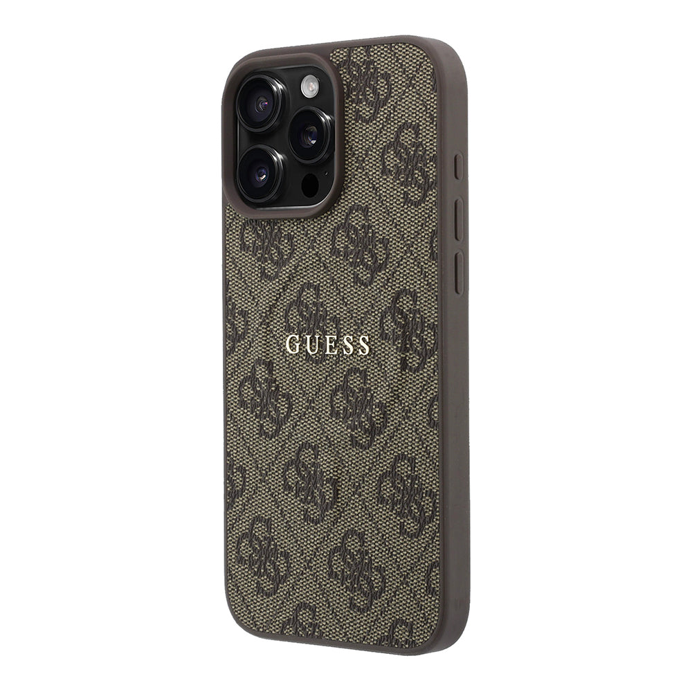Apple iPhone 16 Pro Max Kılıf Guess Orjinal Lisanslı M-safe Kabartmalı 4G Desenli Yazı Logolu Kapak