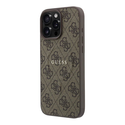 Apple iPhone 16 Pro Max Kılıf Guess Orjinal Lisanslı M-safe Kabartmalı 4G Desenli Yazı Logolu Kapak