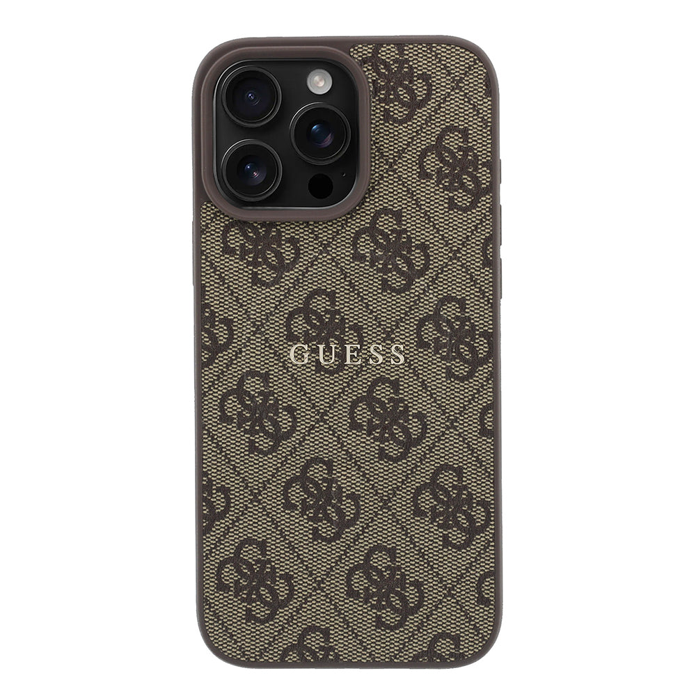 Apple iPhone 16 Pro Max Kılıf Guess Orjinal Lisanslı M-safe Kabartmalı 4G Desenli Yazı Logolu Kapak
