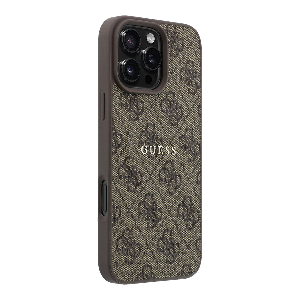 Apple iPhone 16 Pro Max Kılıf Guess Orjinal Lisanslı M-safe Kabartmalı 4G Desenli Yazı Logolu Kapak
