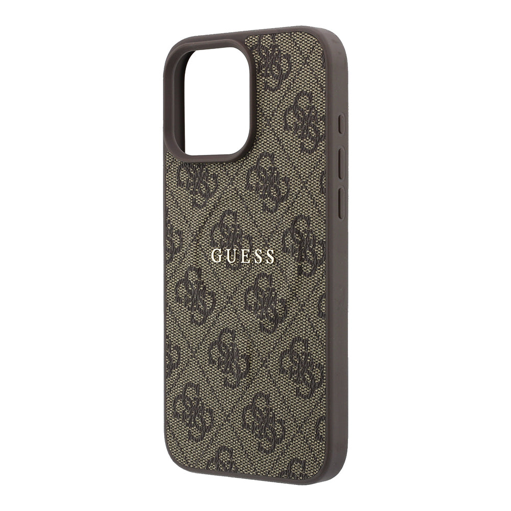 Apple iPhone 16 Pro Max Kılıf Guess Orjinal Lisanslı M-safe Kabartmalı 4G Desenli Yazı Logolu Kapak