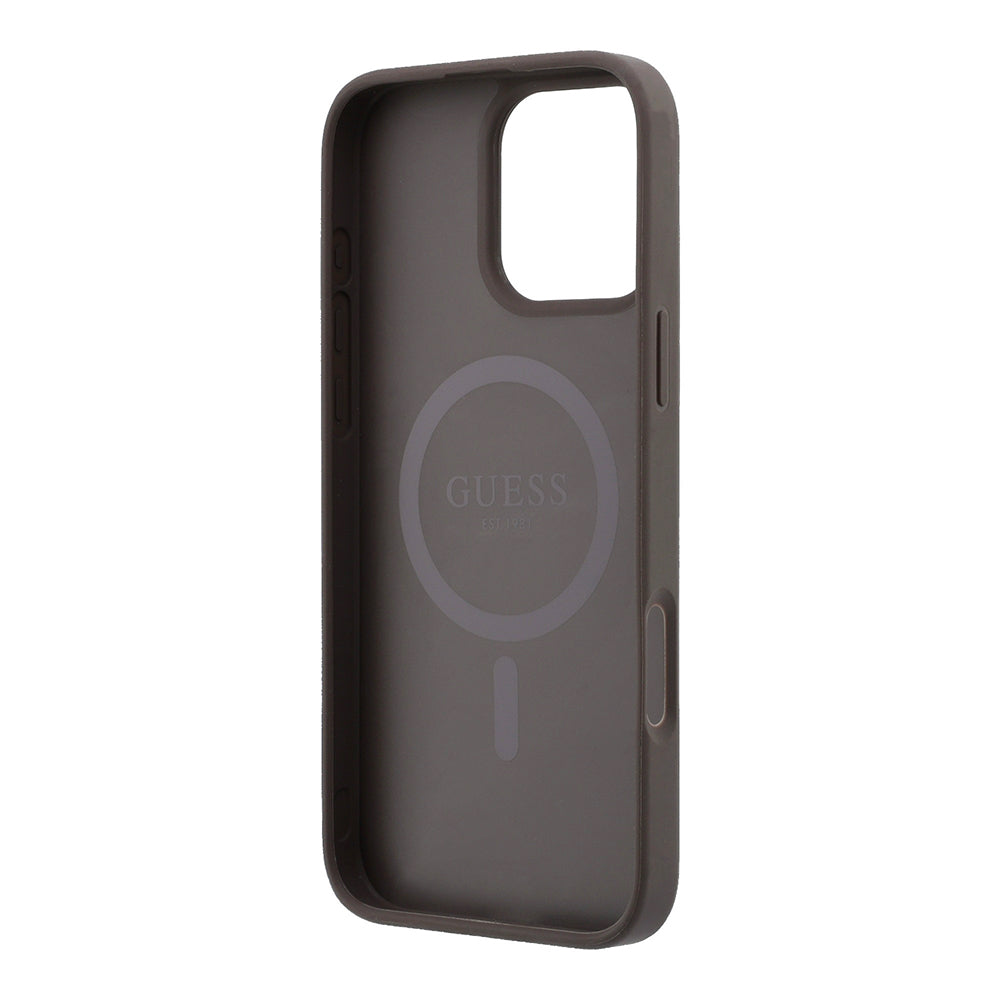 Apple iPhone 16 Pro Max Kılıf Guess Orjinal Lisanslı M-safe Kabartmalı 4G Desenli Yazı Logolu Kapak