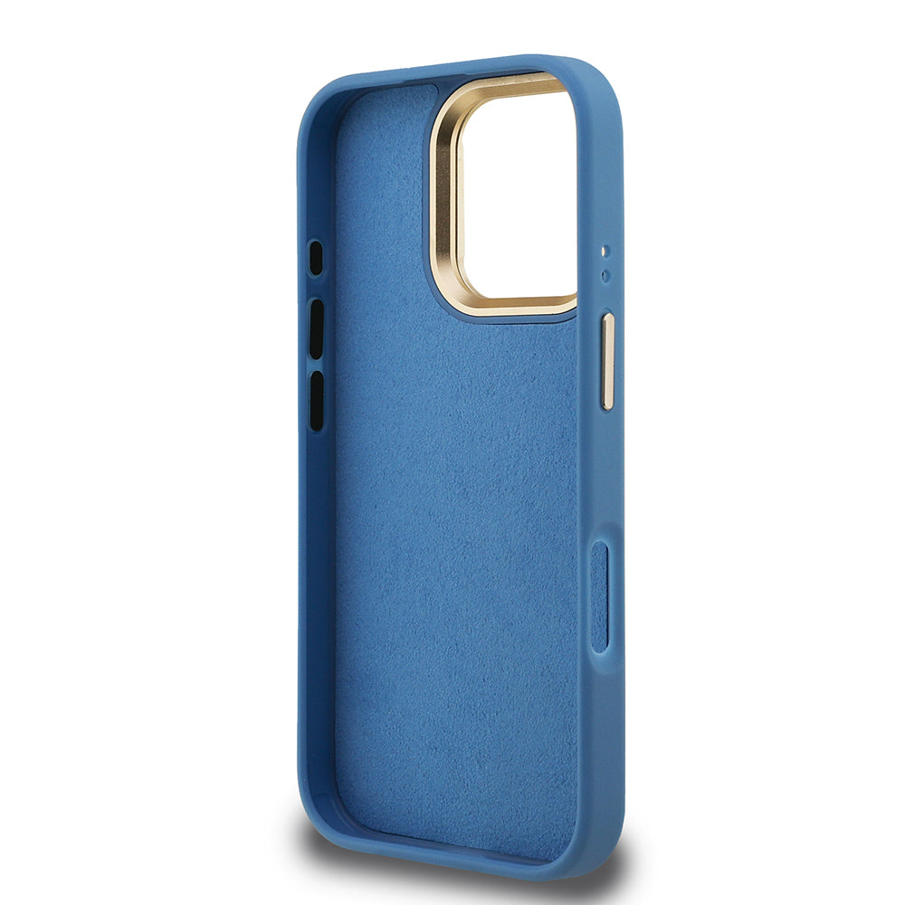 Apple iPhone 16 Pro Max Kılıf Guess Orjinal Lisanslı PU Deri 4G Desenli Metal Büyük 4G ve Yazı Logolu Kamera Standlı Kapak Siyah