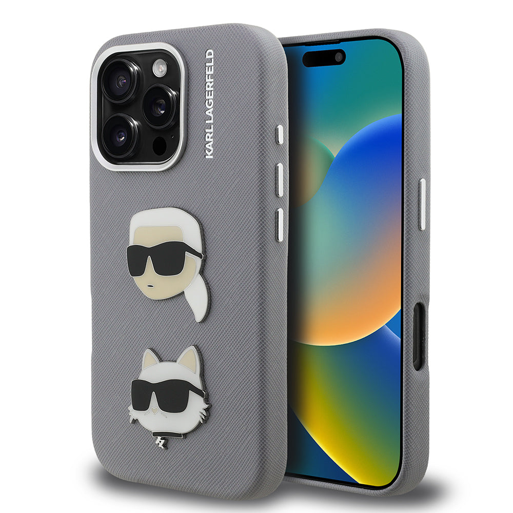 Apple iPhone 16 Pro Max Kılıf Karl Lagerfeld Orjinal Lisanslı K&C Heads Pin Kapak