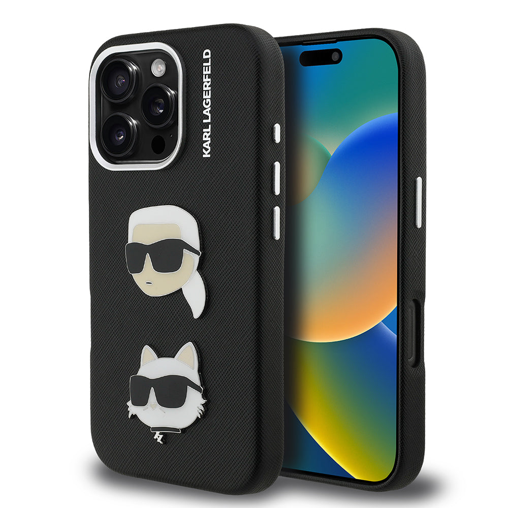 Apple iPhone 16 Pro Max Kılıf Karl Lagerfeld Orjinal Lisanslı K&C Heads Pin Kapak