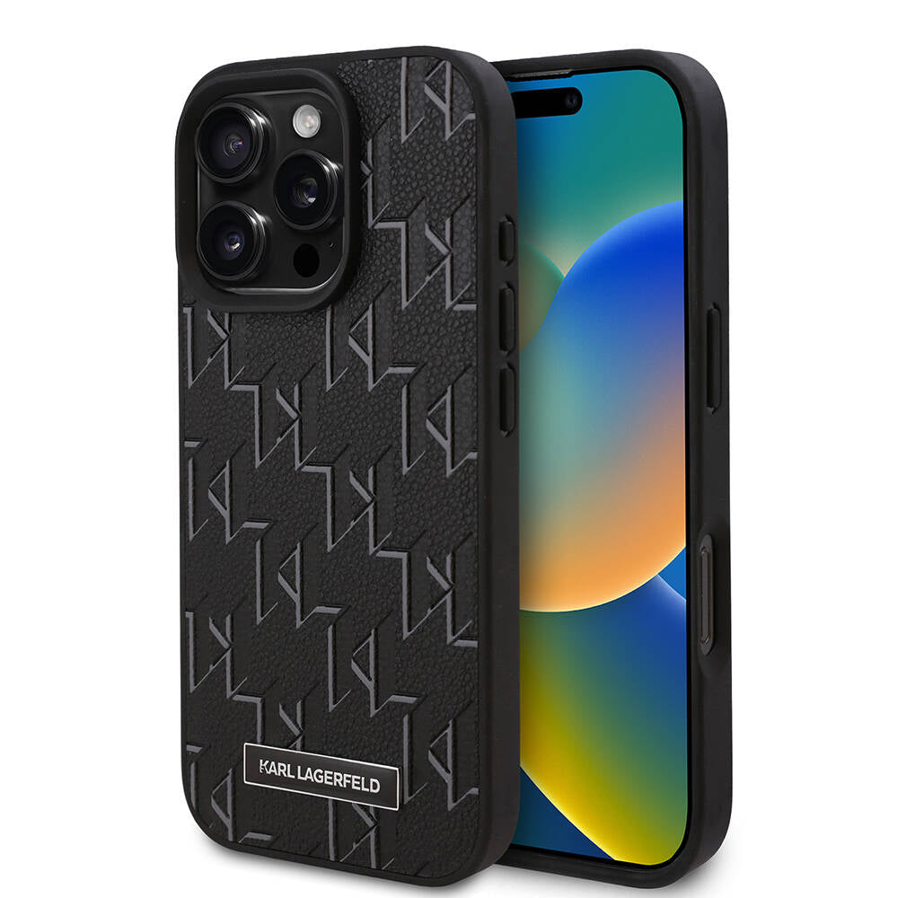Apple iPhone 16 Pro Max Kılıf Karl Lagerfeld Orjinal Lisanslı M-safe Şarj Özellikli KL Yazılı Hot Stamp Kapak