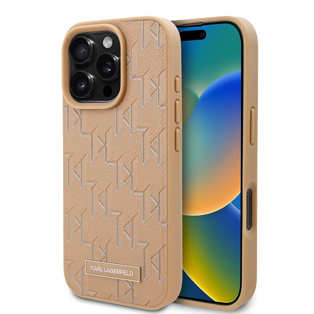 Apple iPhone 16 Pro Max Kılıf Karl Lagerfeld Orjinal Lisanslı M-safe Şarj Özellikli KL Yazılı Hot Stamp Kapak