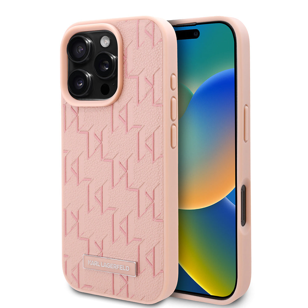 Apple iPhone 16 Pro Max Kılıf Karl Lagerfeld Orjinal Lisanslı M-safe Şarj Özellikli KL Yazılı Hot Stamp Kapak