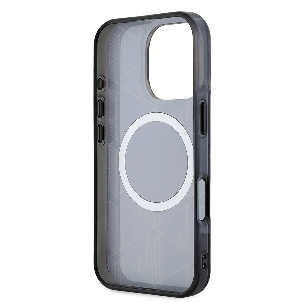 iPhone 16 Pro Max Kılıf Lacoste Orjinal Lisanslı Magsafe Şarj Özellikli IML Baskılı Gümüş Timsah Logolu Monogram Kılıf Lacivert