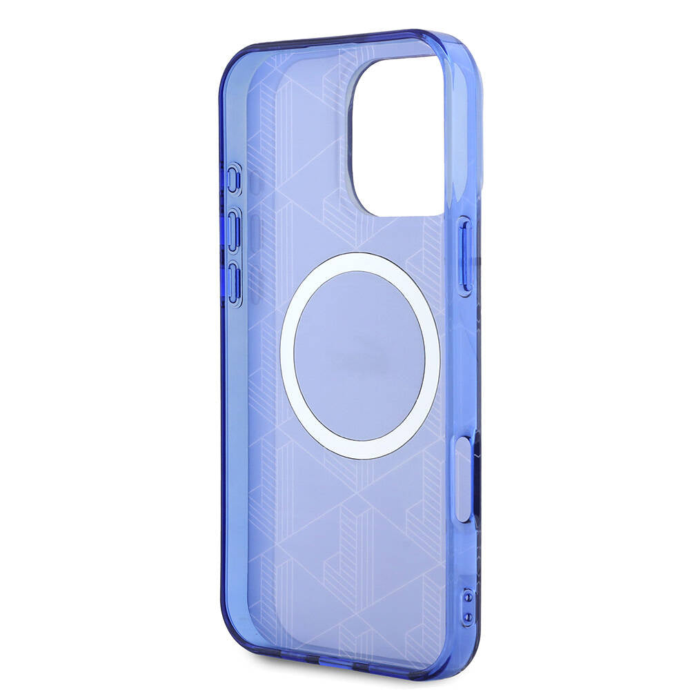 iPhone 16 Pro Max Kılıf Lacoste Orjinal Lisanslı Magsafe Şarj Özellikli IML Baskılı Gümüş Timsah Logolu Monogram Kılıf Siyah