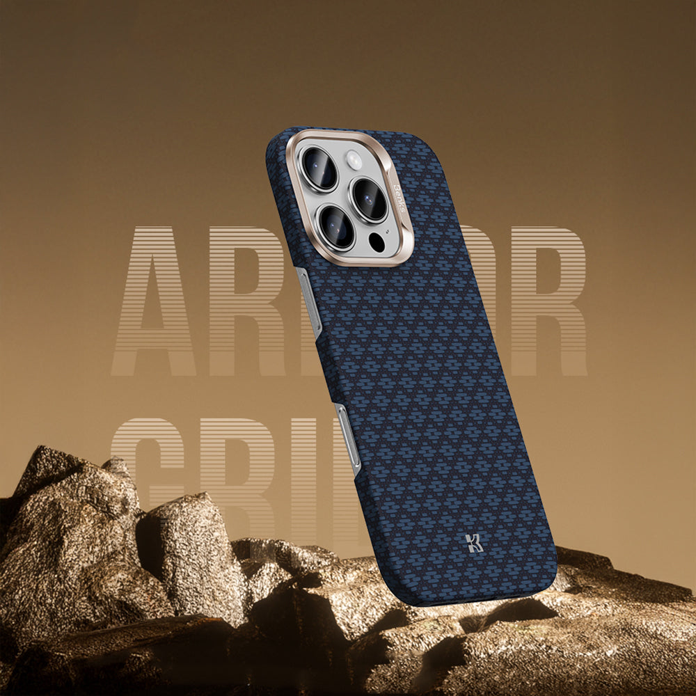 Apple iPhone 16 Pro Max Kılıf M-Safe Şarj Özellikli Benks ArmorAir ArmorGrid Serisi Kevlar Kapak Siyah