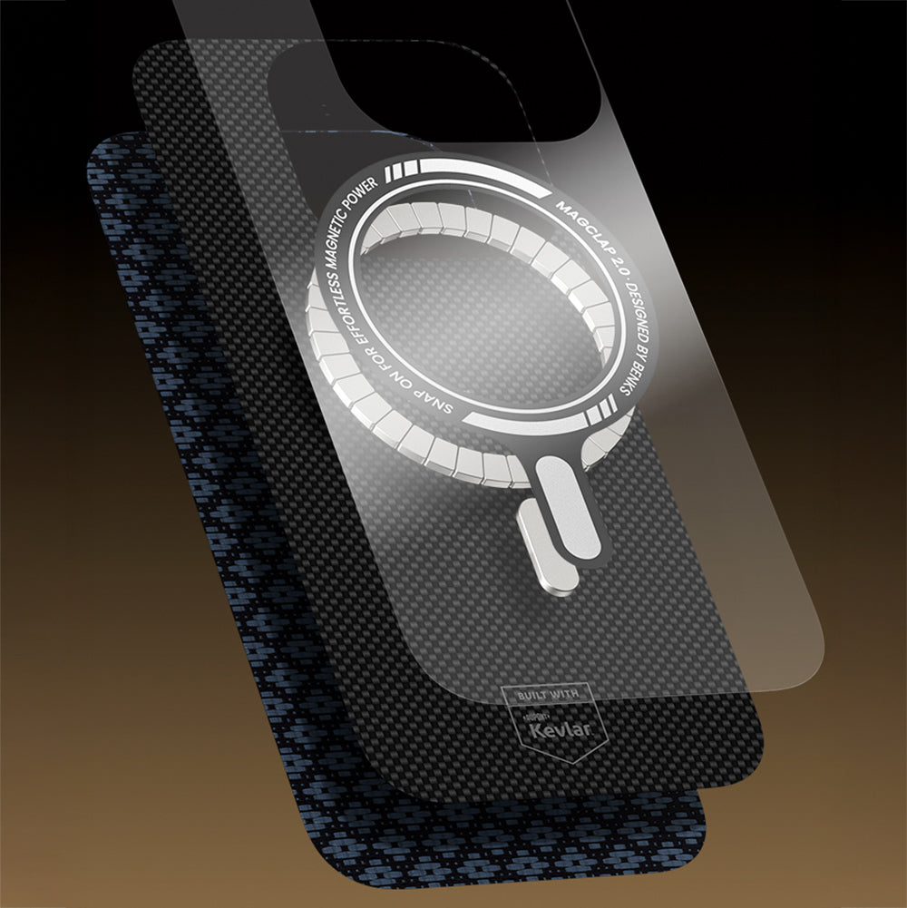 Apple iPhone 16 Pro Max Kılıf M-Safe Şarj Özellikli Benks ArmorAir ArmorGrid Serisi Kevlar Kapak Siyah