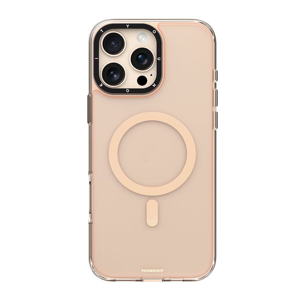 Apple iPhone 16 Pro Max Kılıf M-safe Şarj Özellikli Cam Arka Yüzey TPU Youngkit Gemstone Clear Serisi Kapak