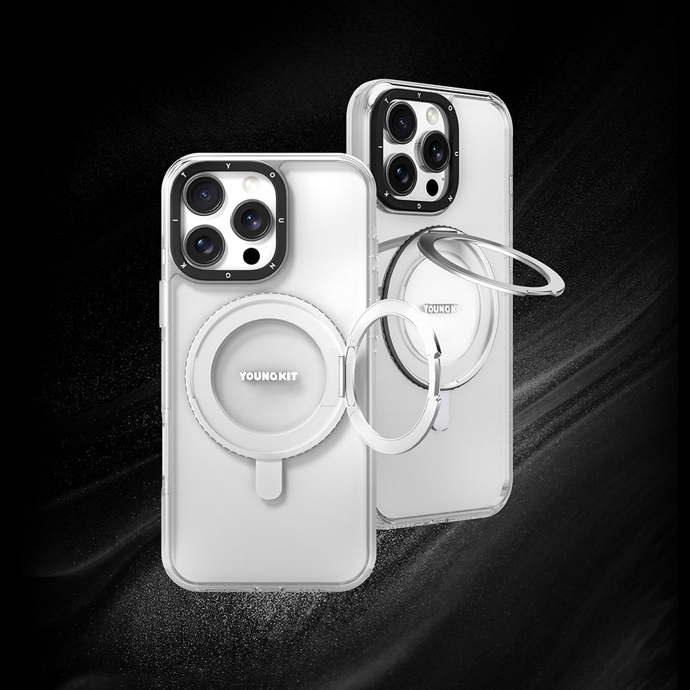 Apple iPhone 16 Pro Max Kılıf M-safe Şarj Özellikli Standlı Aksiyon Butonlu Youngkit Pivot Serisi Kapak Şeffaf