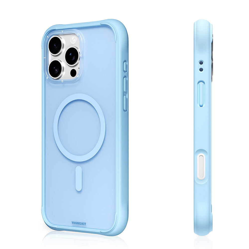 Apple iPhone 16 Pro Max Kılıf M-safe Şarj Özellikli Youngkit Macaroon Serisi Kapak Beyaz