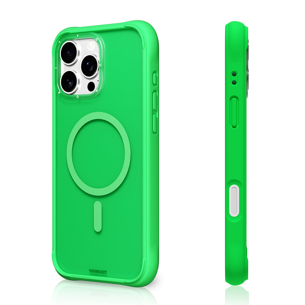 Apple iPhone 16 Pro Max Kılıf M-safe Şarj Özellikli Youngkit Macaroon Serisi Kapak Mavi