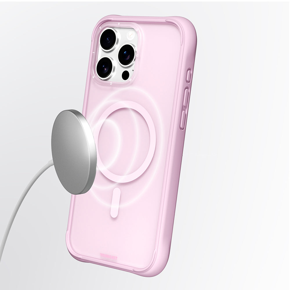 Apple iPhone 16 Pro Max Kılıf M-safe Şarj Özellikli Youngkit Macaroon Serisi Kapak Siyah