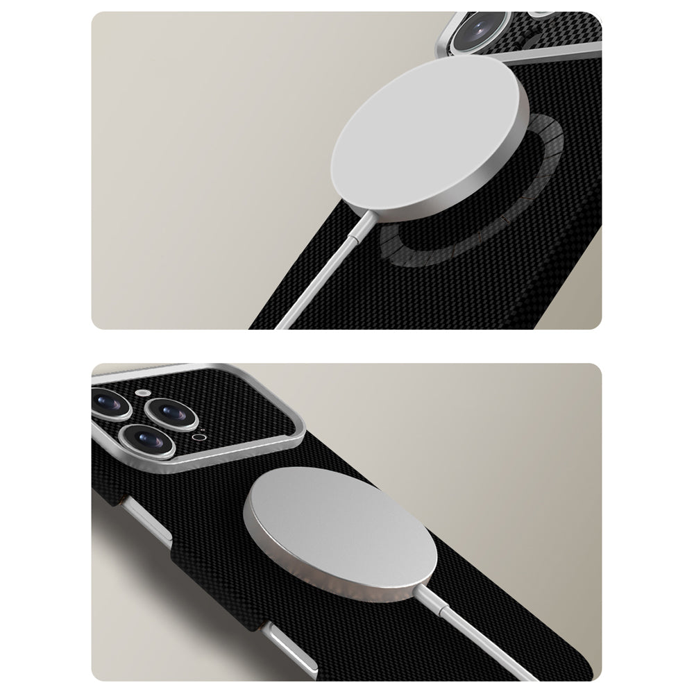 Apple iPhone 16 Pro Max Kılıf M-Safe Şarj Özellikli Zore Paris Zerre Sert PC Kapak