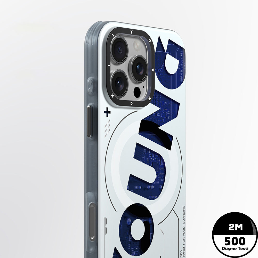 iPhone 16 Pro Max Kılıf Magsafe Şarj Özellikli Airbagli Çift Katmanlı Youngkit Future Serisi Kılıf Mavi