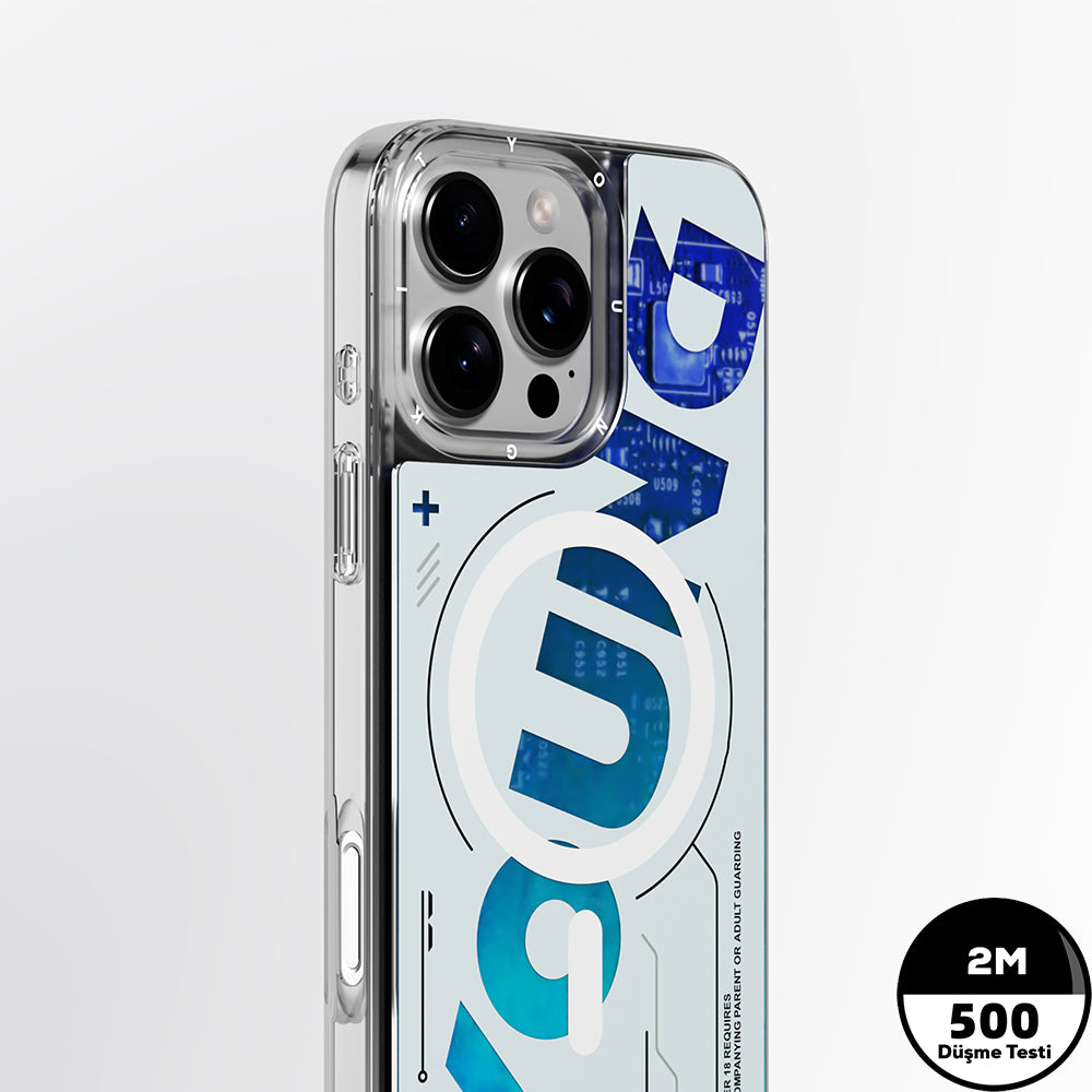 iPhone 16 Pro Max Kılıf Magsafe Şarj Özellikli Airbagli Çift Katmanlı Youngkit Future Streamer Serisi Kılıf Mavi