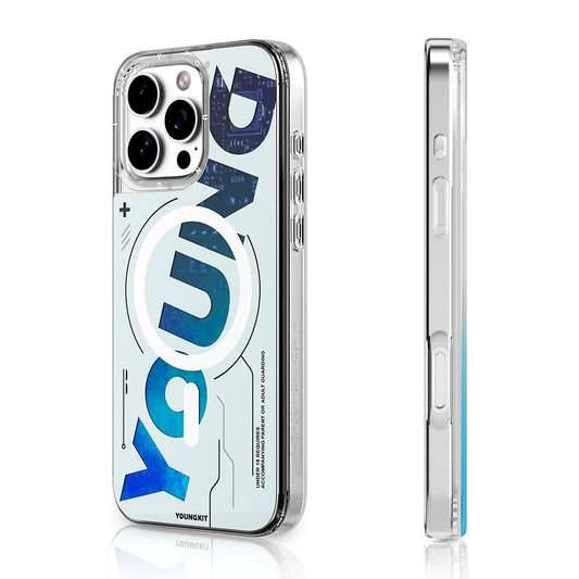 iPhone 16 Pro Max Kılıf Magsafe Şarj Özellikli Airbagli Çift Katmanlı Youngkit Future Streamer Serisi Kılıf Mavi