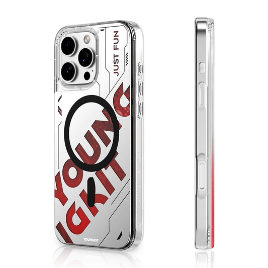 iPhone 16 Pro Max Kılıf Magsafe Şarj Özellikli Airbagli Çift Katmanlı Youngkit Future Streamer Serisi Kılıf Kırmızı