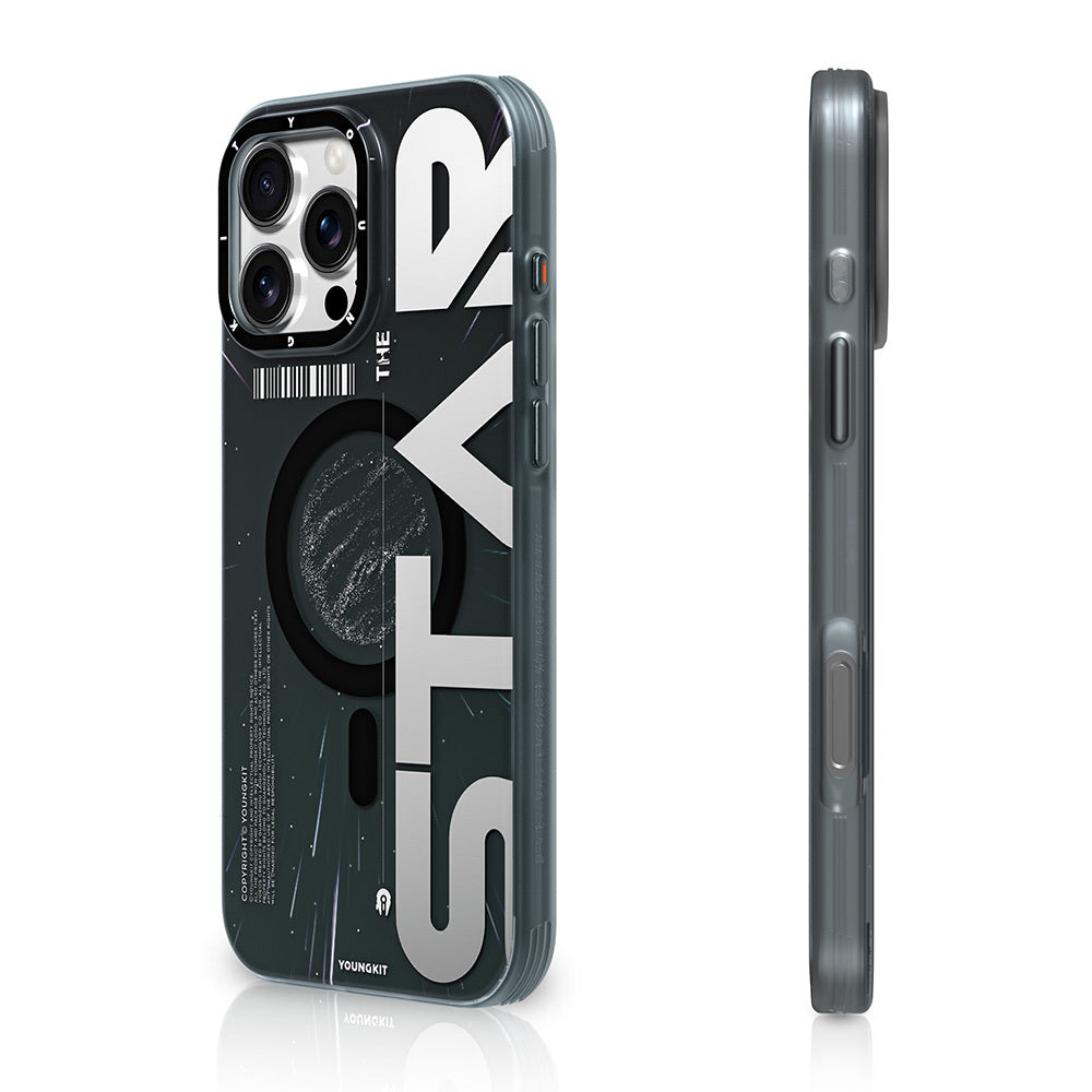 Apple iPhone 16 Pro Max Kılıf M-safe Şarj Özellikli Airbagli Hologram Tasarımlı Youngkit Interstellar Serisi Kapak