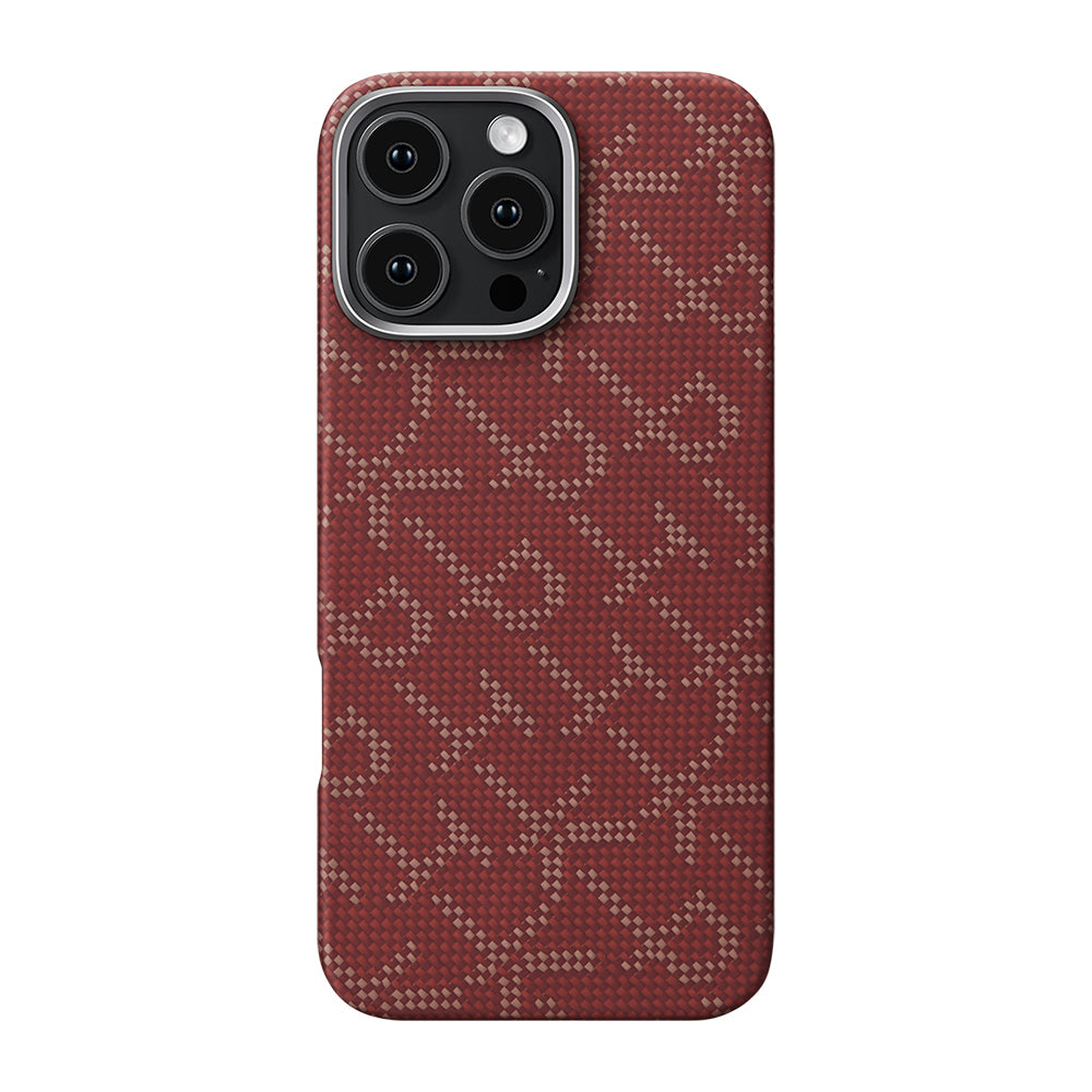 Apple iPhone 16 Pro Max Kılıf M-safe Şarj Özellikli Aramid Fiber Pitaka Tactile Woven Monogram Serisi Kapak