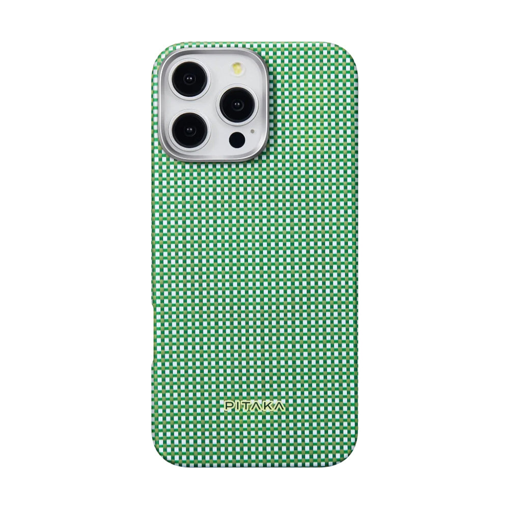 Apple iPhone 16 Pro Max Kılıf M-safe Şarj Özellikli Aramid Fiber Pitaka Ultra-Slim Classic Serisi Forest Green Kapak