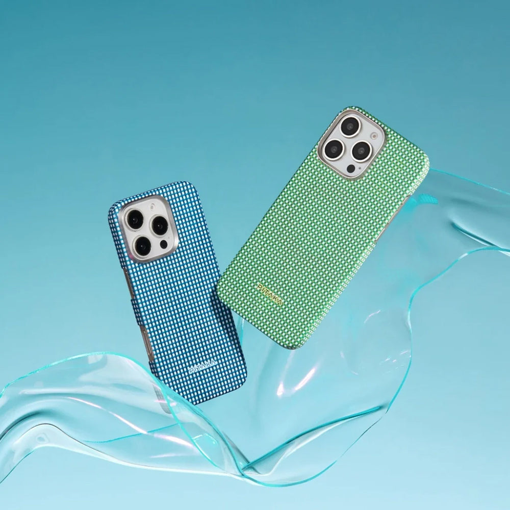 iPhone 16 Pro Max Kılıf Magsafe Şarj Özellikli Aramid Fiber Pitaka Ultra-Slim Classic Serisi Ocean Blue Kılıf Mavi