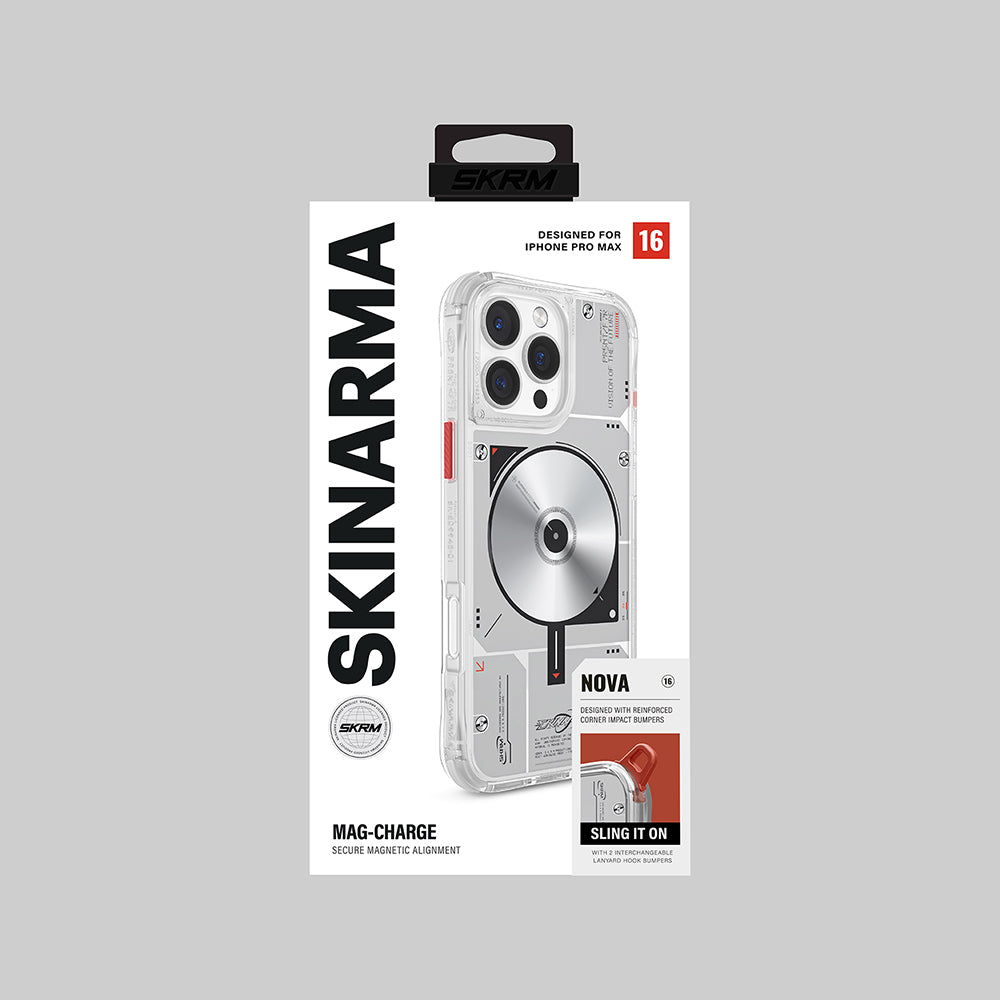 iPhone 16 Pro Max Kılıf Magsafe Şarj Özellikli Disk Desenli Airbag Tasarımlı Skinarma Nova Kılıf Şeffaf