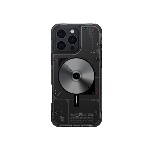 iPhone 16 Pro Max Kılıf Magsafe Şarj Özellikli Disk Desenli Airbag Tasarımlı Skinarma Nova Kılıf Siyah