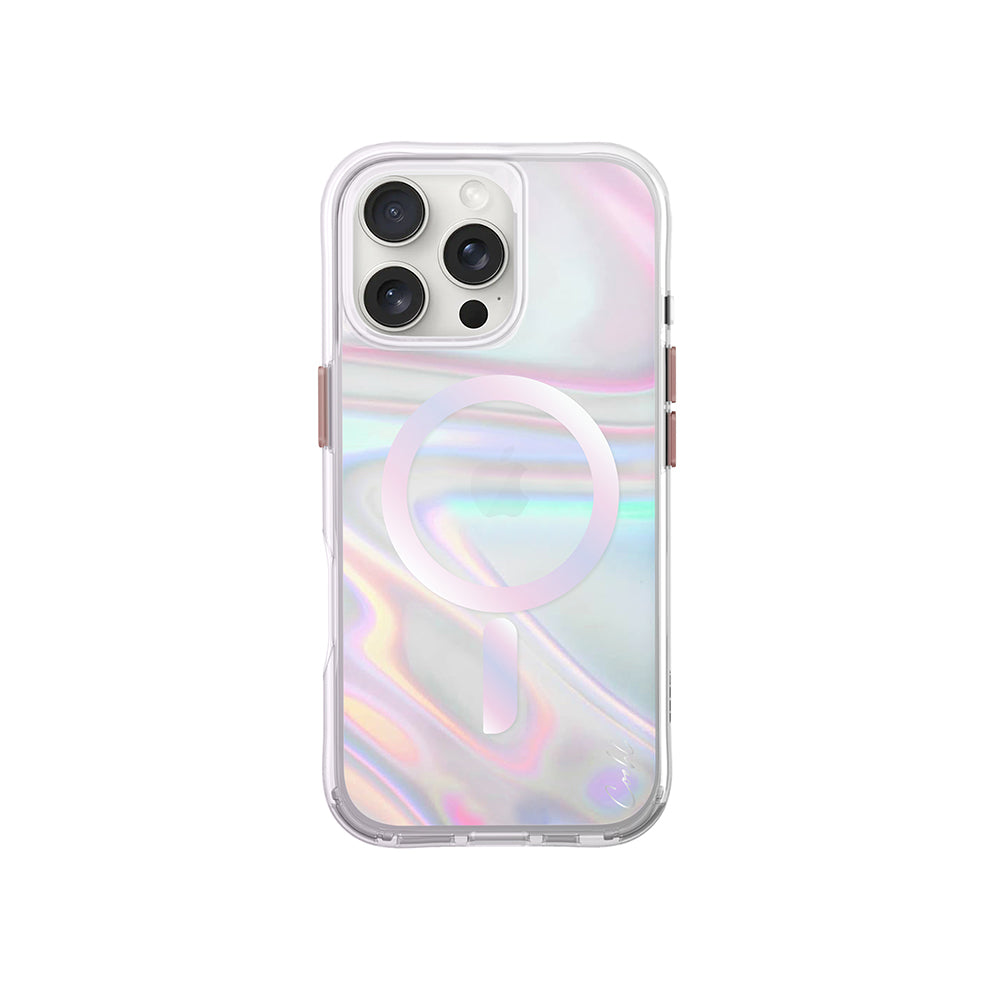 Apple iPhone 16 Pro Max Kılıf M-safe Şarj Özellikli Holografik Şeffaf Arka Yüzey Coehl Savon Kapak