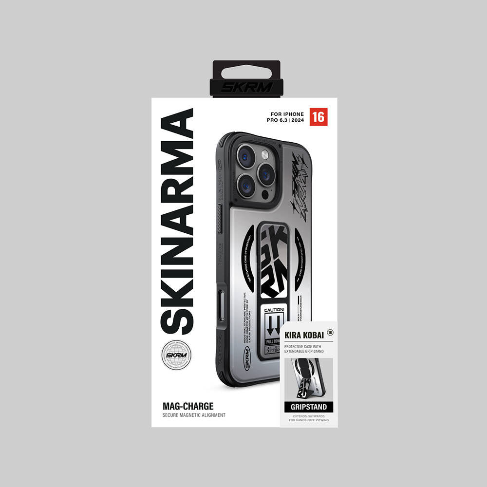 iPhone 16 Pro Max Kılıf Magsafe Şarj Özellikli Holografik Tasarımlı Standlı Deri Görünümlü Skinarma Kira Kobai Kılıf Colorful