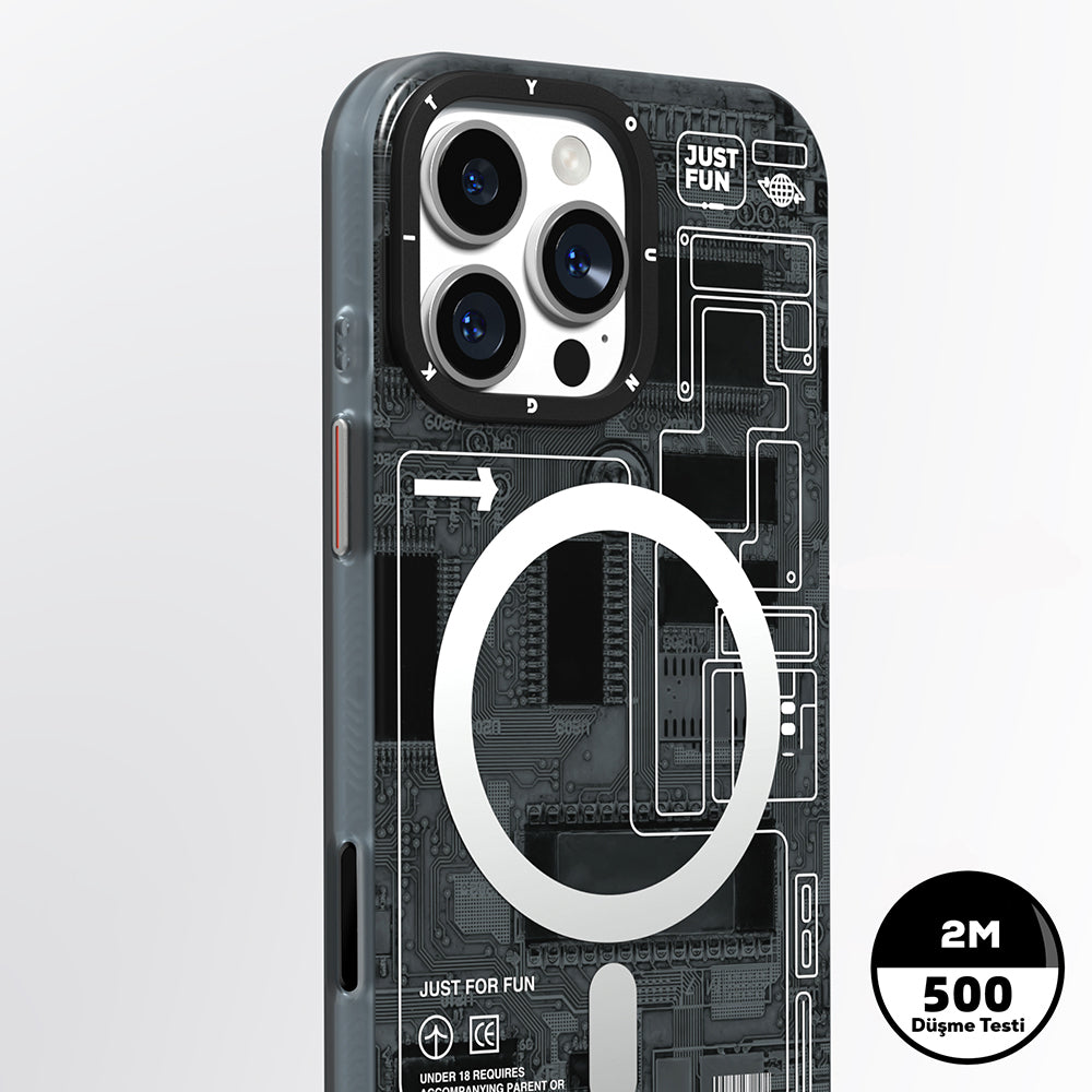 Apple iPhone 16 Pro Max Kılıf M-safe Şarj Özellikli Kamera Denetim Butonlu Youngkit Technology Serisi Kapak Mavi