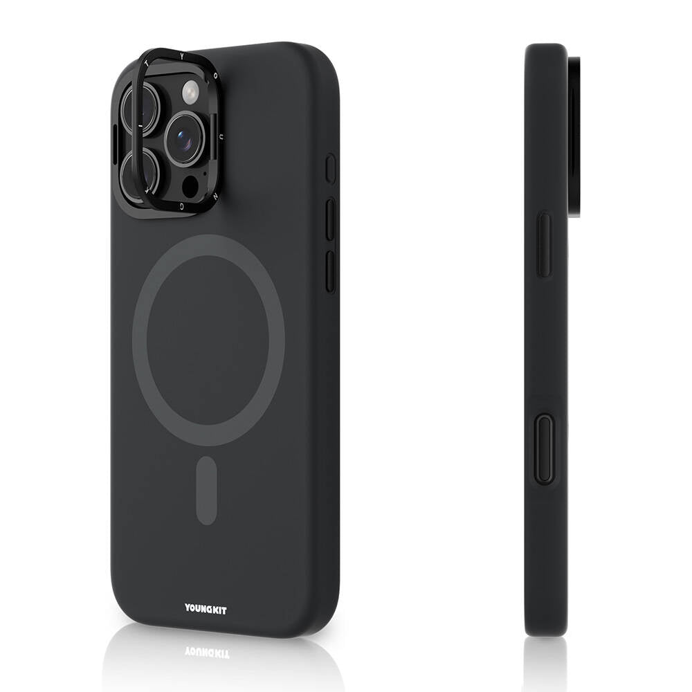 iPhone 16 Pro Max Kılıf Magsafe Şarj Özellikli Kamera Standlı Youngkit Bitty Cream Kılıf Mavi