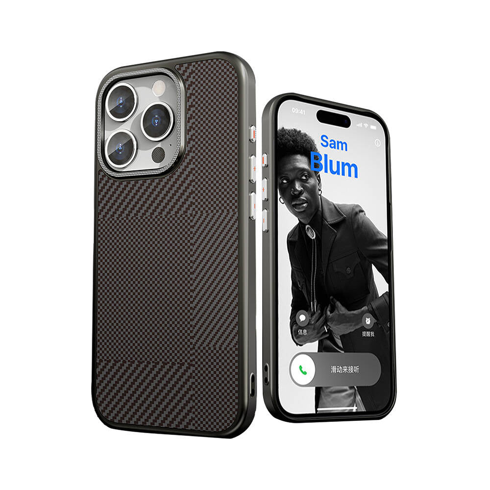 Apple iPhone 16 Pro Max Kılıf M-safe Şarj Özellikli Karbon Fiber Desenli Mutural Montage Kapak