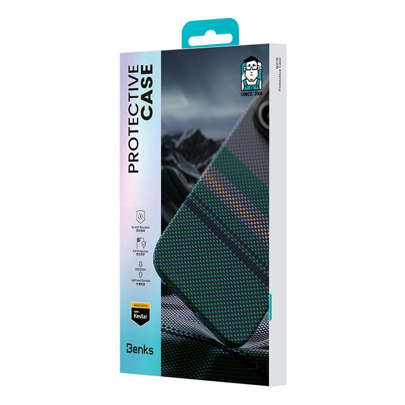 iPhone 16 Pro Max Kılıf Magsafe Şarj Özellikli Karbon Fiber Tasarımlı Benks Aurora ArmorPro Kevlar Kılıf Siyah