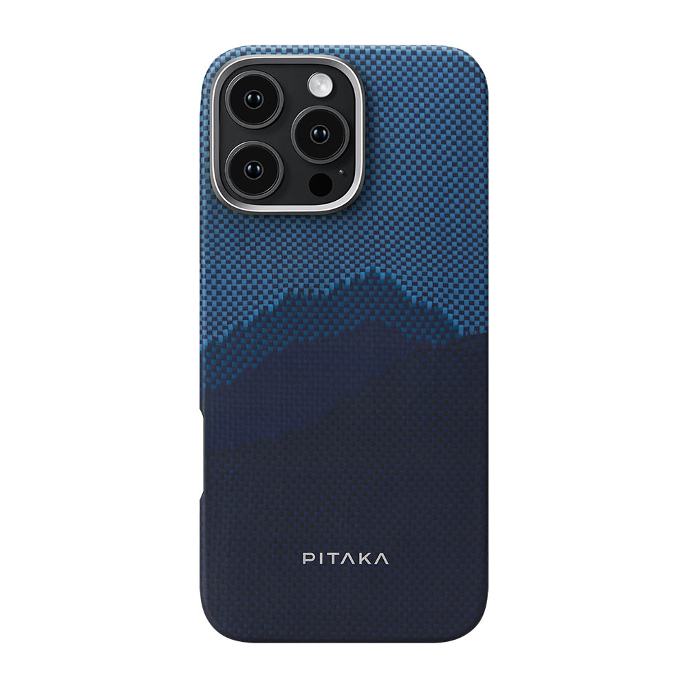 Apple iPhone 16 Pro Max Kılıf M-safe Şarj Özellikli Lumintex Teknolojili Fosforlu Özellikli Aramid Fiber Pitaka Tactile Woven Starpeak Serisi Over The Horizon Kapak