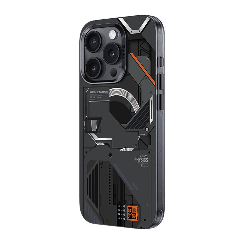 iPhone 16 Pro Max Kılıf MagSafe Şarj Özellikli Mekanik Tasarımlı Benks Perspective Serisi Kılıf Siyah