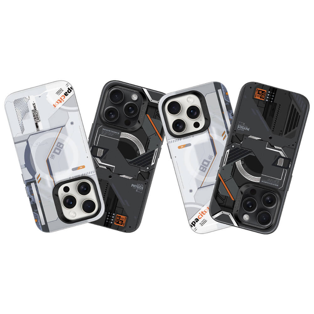 iPhone 16 Pro Max Kılıf MagSafe Şarj Özellikli Mekanik Tasarımlı Benks Perspective Serisi Kılıf Beyaz