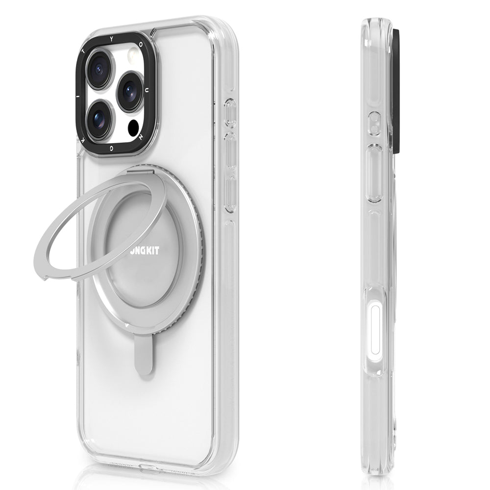 iPhone 16 Pro Max Kılıf Magsafe Şarj Özellikli Parmak Ring Standlı Youngkit Pivot Serisi Kılıf Şeffaf