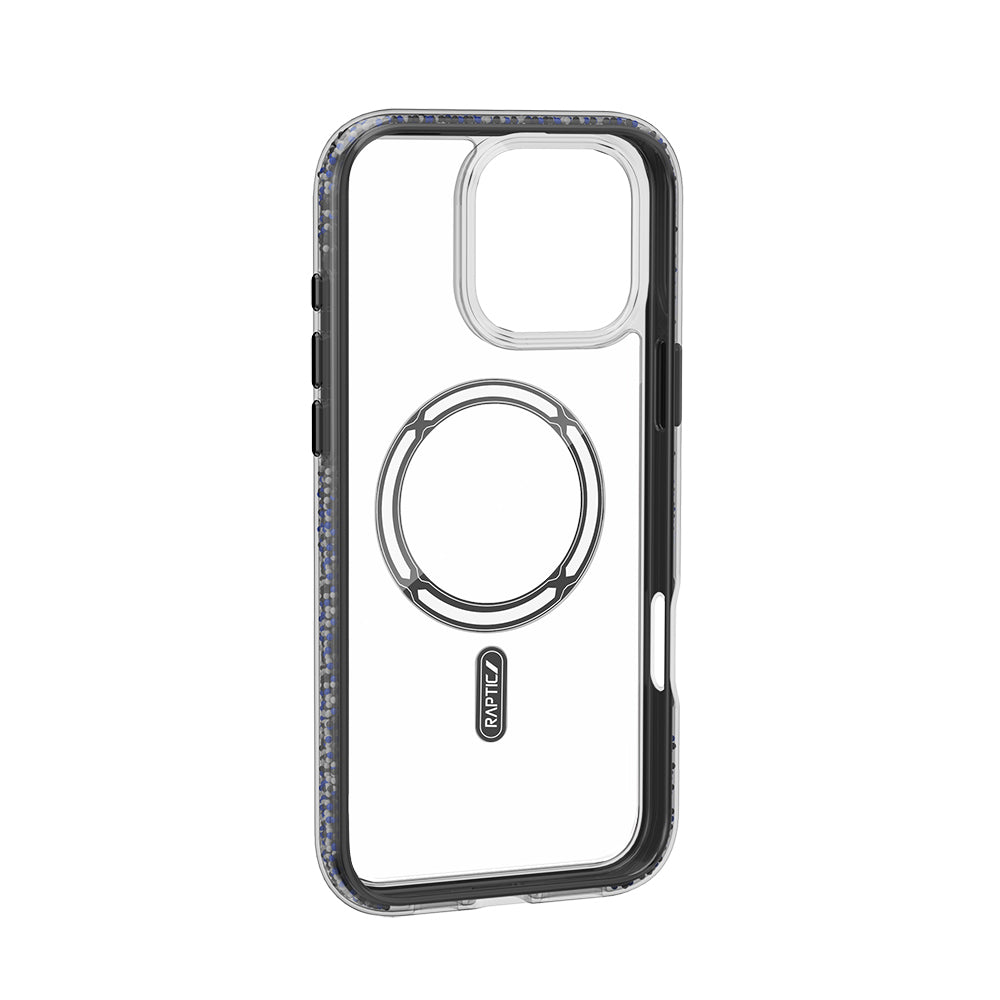 Apple iPhone 16 Pro Max Kılıf M-safe Şarj Özellikli Raptic AirJoy Serisi Boncuk Tasarımlı Şeffaf Kapak Siyah-Gri