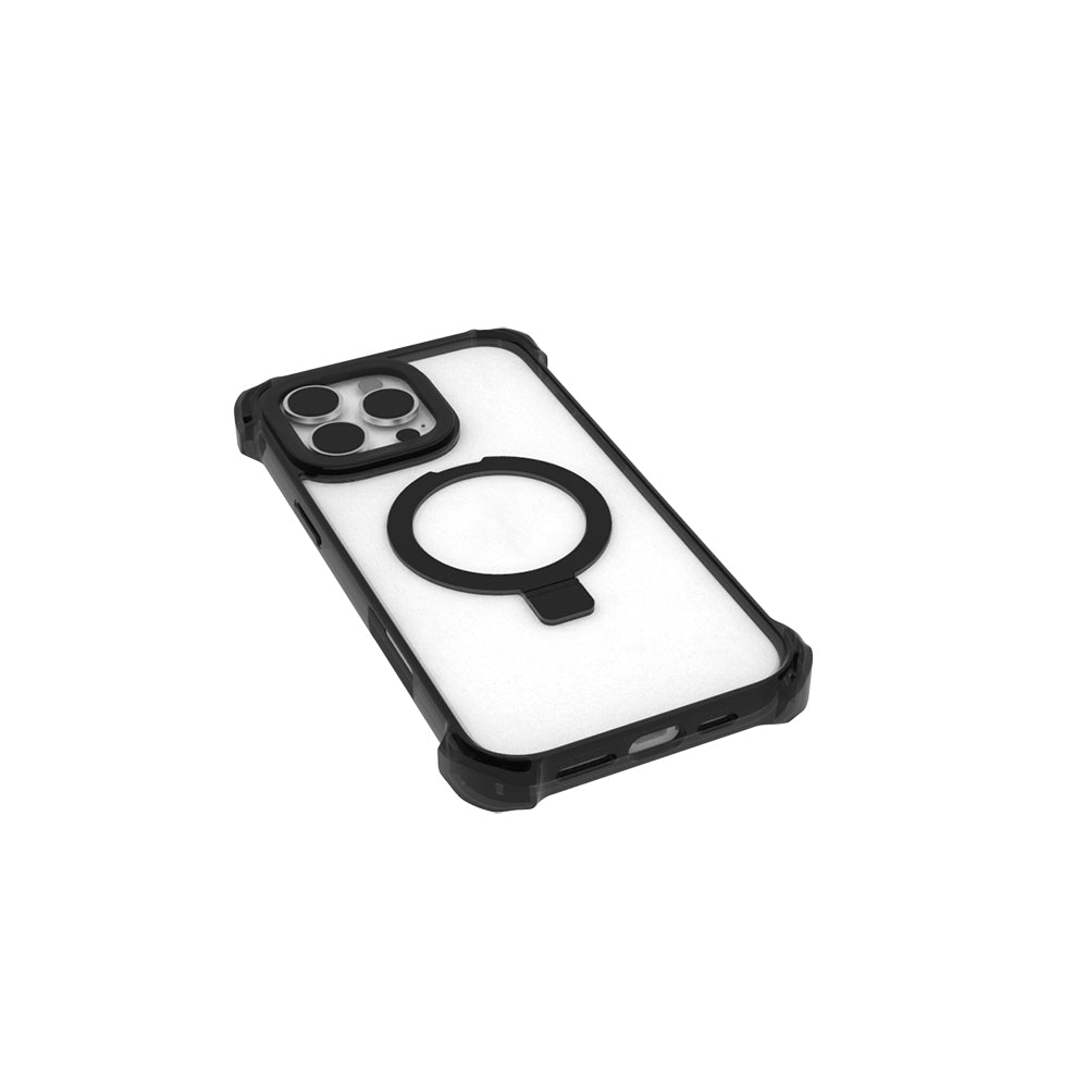 Apple iPhone 16 Pro Max Kılıf M-safe Şarj Özellikli Raptic Dual Serisi Şeffaf Standlı Kapak Siyah