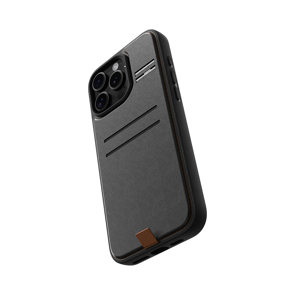 Apple iPhone 16 Pro Max Kılıf M-safe Şarj Özellikli Raptic Slim Wallet Serisi Deri Görünümlü Kartlıklı Standlı Kapak Siyah