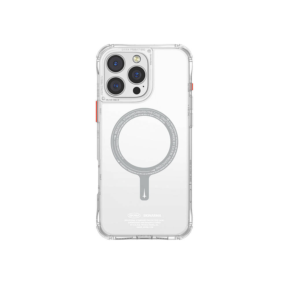 Apple iPhone 16 Pro Max Kılıf M-safe Şarj Özellikli Şeffaf Airbag Tasarımlı Skinarma Saido Kapak