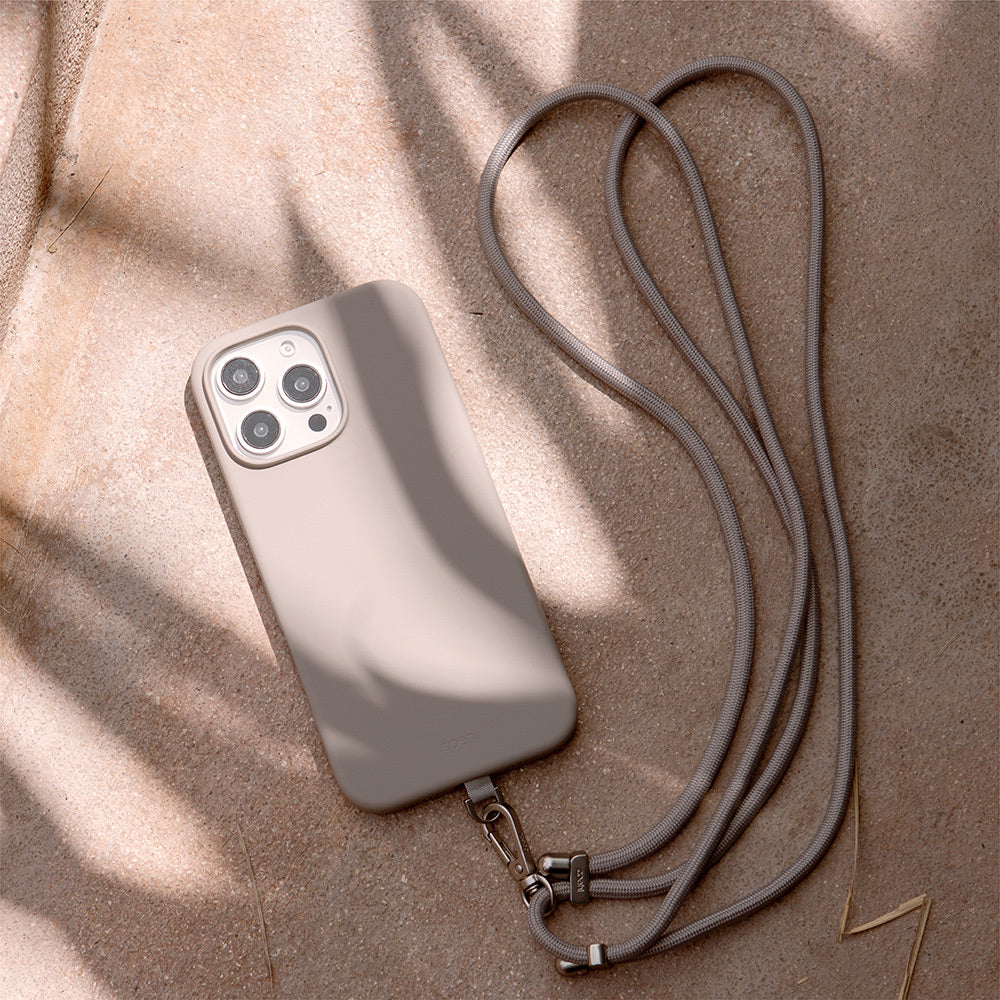 iPhone 16 Pro Max Kılıf Magsafe Şarj Özellikli Soft Arka Yüzey Askı İpli Coehl Creme Kılıf Pembe