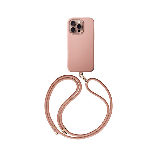 iPhone 16 Pro Max Kılıf Magsafe Şarj Özellikli Soft Arka Yüzey Askı İpli Coehl Creme Kılıf Gri