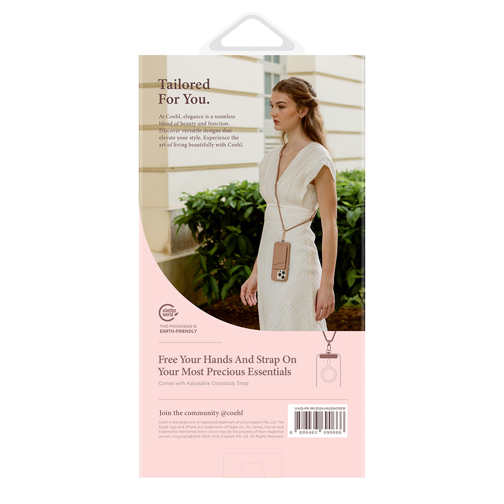 iPhone 16 Pro Max Kılıf Magsafe Şarj Özellikli Soft Arka Yüzey Askı İpli Coehl Muse Kılıf Kum Pembe