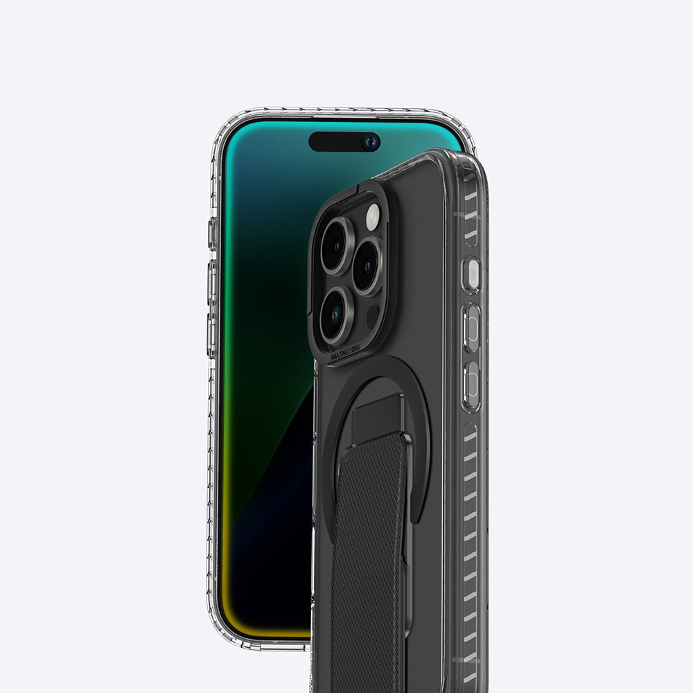 iPhone 16 Pro Max Kılıf Magsafe Şarj Özellikli Standlı Amazingthing Titan Pro Plus Kılıf Siyah